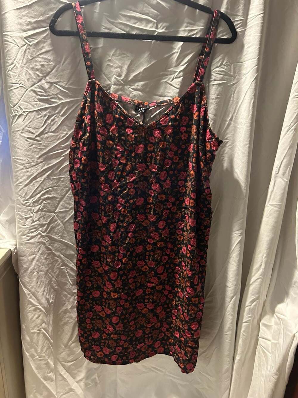 Torrid Floral Cami Dress Size 3 Black Pink Red Spaghetti Strap